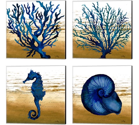 Coastal Blue 4 Piece Canvas Print Set by Elizabeth Medley