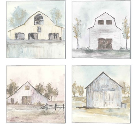 White Barn 4 Piece Canvas Print Set by Chris Paschke