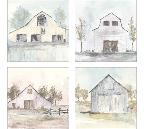 White Barn 4 Piece Art Print Set by Chris Paschke