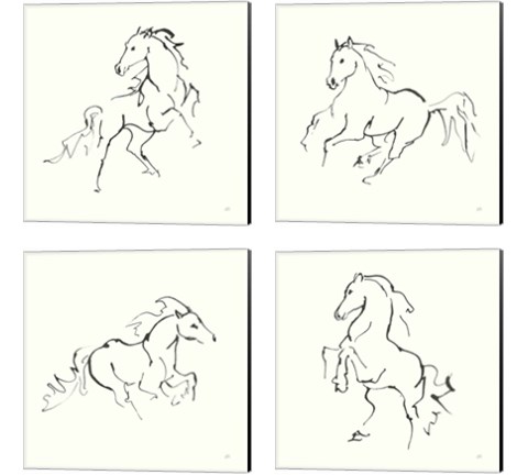 Line Horse 4 Piece Canvas Print Set by Chris Paschke
