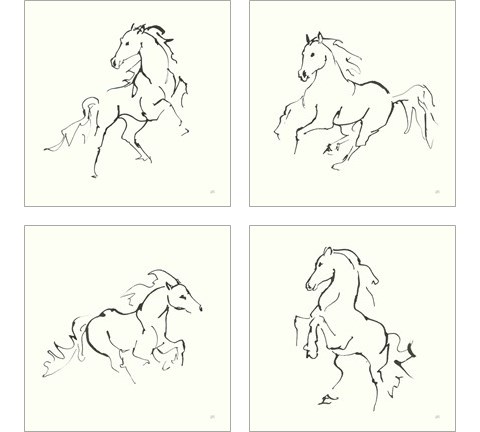 Line Horse 4 Piece Art Print Set by Chris Paschke