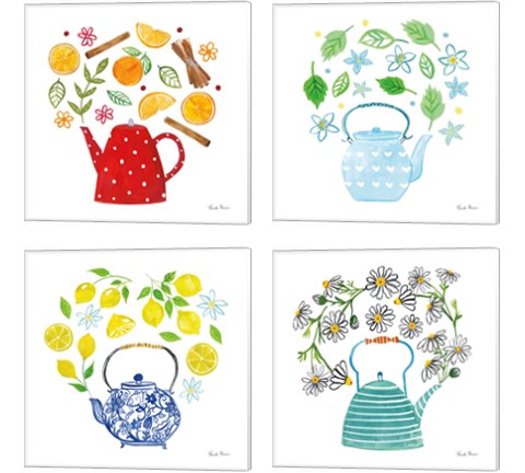 Organic Tea  4 Piece Canvas Print Set by Farida Zaman