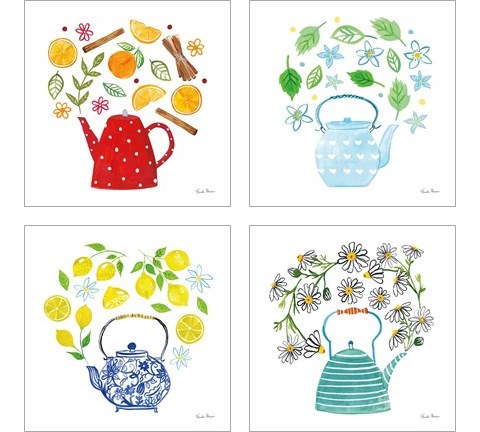 Organic Tea  4 Piece Art Print Set by Farida Zaman