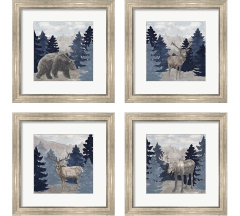 Blue Cliff Mountains 4 Piece Framed Art Print Set by Tara Reed