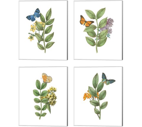 Greenery Butterflies 4 Piece Canvas Print Set by Wild Apple Portfolio