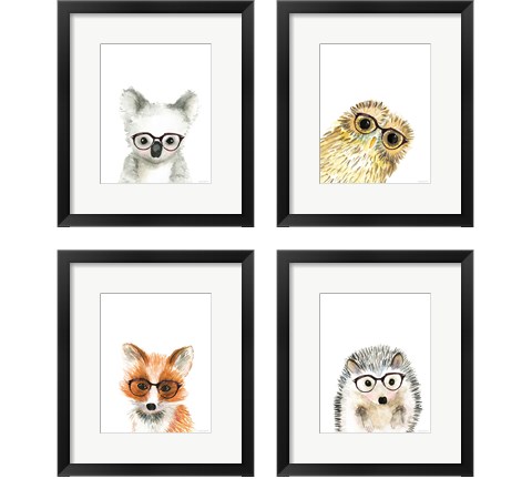 Animal in Glasses 4 Piece Framed Art Print Set by Mercedes Lopez Charro