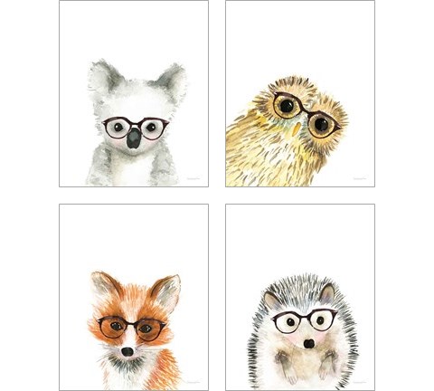 Animal in Glasses 4 Piece Art Print Set by Mercedes Lopez Charro