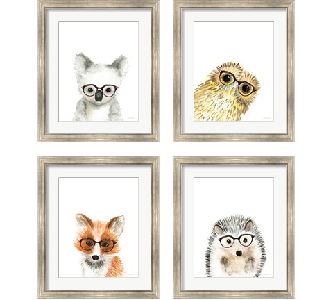 Animal in Glasses 4 Piece Framed Art Print Set by Mercedes Lopez Charro