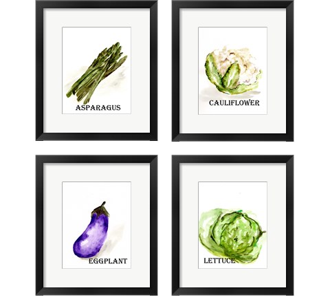 Veggie Sketch 4 Piece Framed Art Print Set by Marcy Chapman