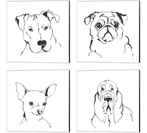 Line Dog 4 Piece Canvas Print Set by Chris Paschke