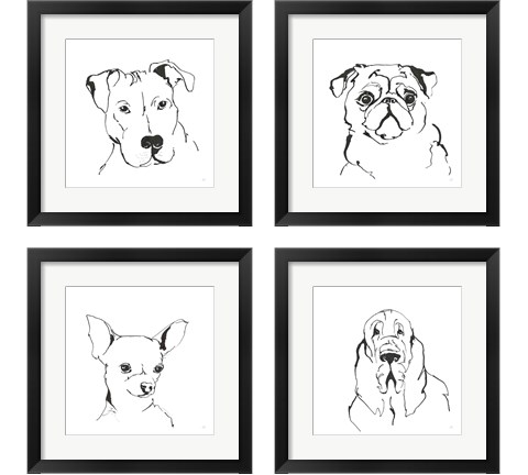 Line Dog 4 Piece Framed Art Print Set by Chris Paschke