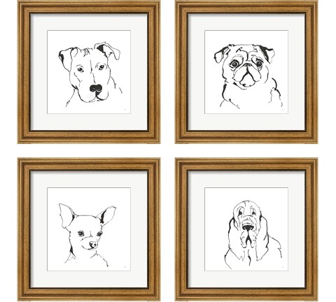 Line Dog 4 Piece Framed Art Print Set by Chris Paschke