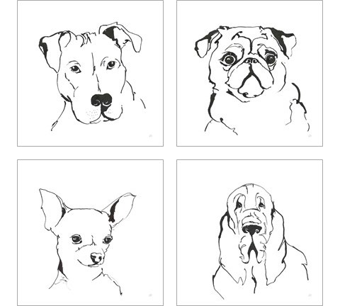 Line Dog 4 Piece Art Print Set by Chris Paschke