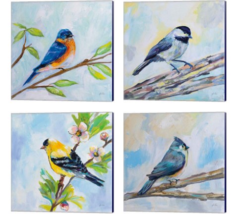 Birds on Blue 4 Piece Canvas Print Set by Jeanette Vertentes