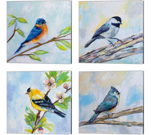 Birds on Blue 4 Piece Canvas Print Set by Jeanette Vertentes