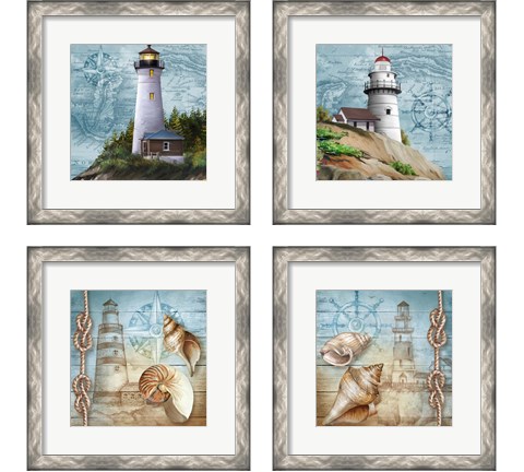 Lighthouse 4 Piece Framed Art Print Set by Tom Wood