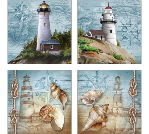 Lighthouse 4 Piece Art Print Set by Tom Wood