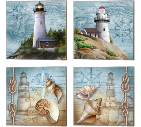 Lighthouse 4 Piece Canvas Print Set by Tom Wood