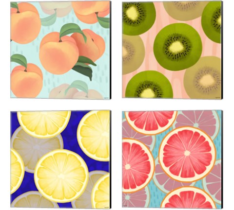 Colorful Fruit 4 Piece Canvas Print Set by Kyra Brown