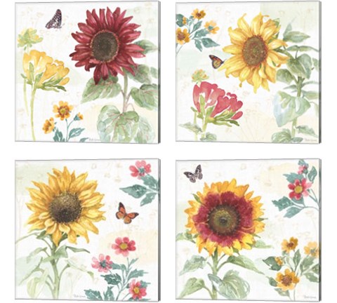 Sunflower Splendor 4 Piece Canvas Print Set by Beth Grove