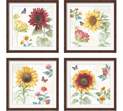 Sunflower Splendor 4 Piece Framed Art Print Set by Beth Grove