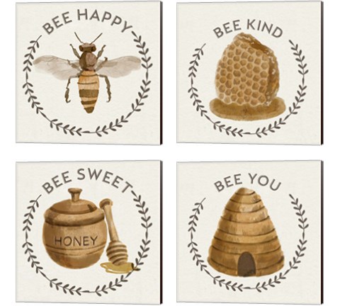 Bee Hive 4 Piece Canvas Print Set by Bannarot