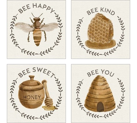 Bee Hive 4 Piece Art Print Set by Bannarot