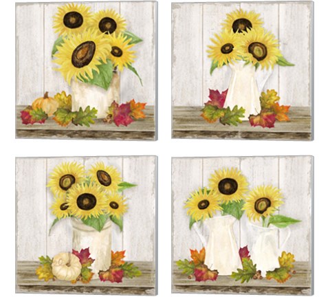 Fall Sunflowers 4 Piece Canvas Print Set by Tara Reed