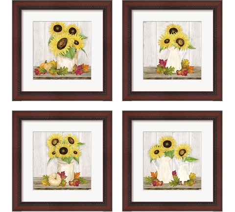 Fall Sunflowers 4 Piece Framed Art Print Set by Tara Reed