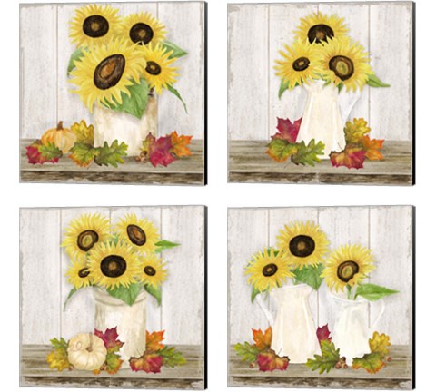 Fall Sunflowers 4 Piece Canvas Print Set by Tara Reed