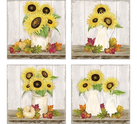 Fall Sunflowers 4 Piece Art Print Set by Tara Reed