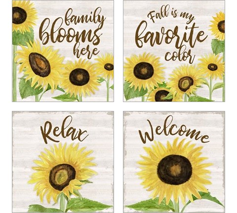 Fall Sunflower Sentiment 4 Piece Art Print Set by Tara Reed