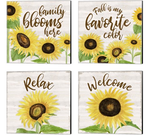 Fall Sunflower Sentiment 4 Piece Canvas Print Set by Tara Reed