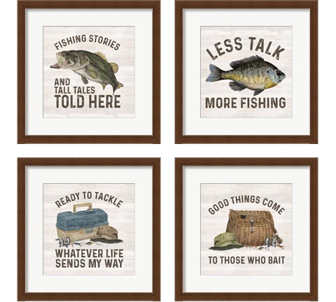 Less Talk More Fishing 4 Piece Framed Art Print Set by Tara Reed