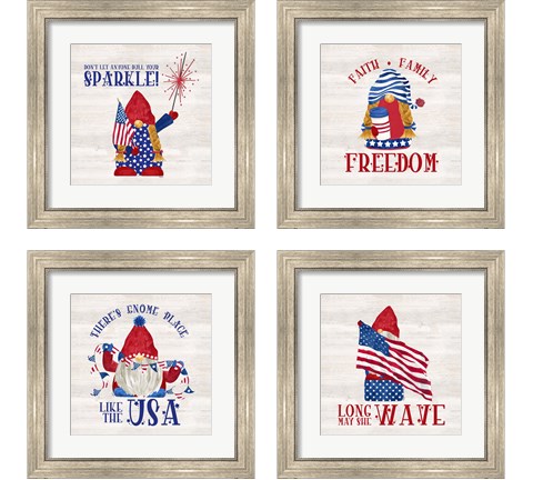 Patriotic Gnomes 4 Piece Framed Art Print Set by Tara Reed