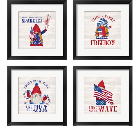 Patriotic Gnomes 4 Piece Framed Art Print Set by Tara Reed