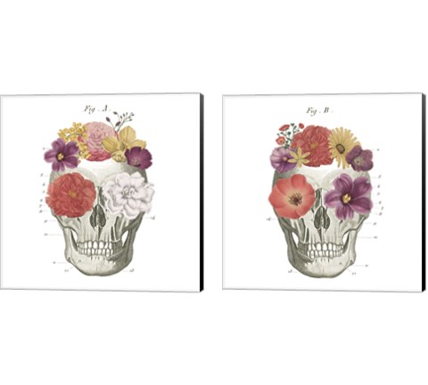 Floral Skull 2 Piece Canvas Print Set by Wild Apple Portfolio