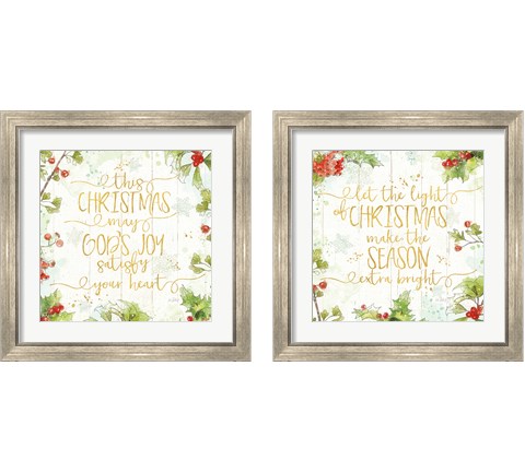 Christmas Sentiments Gold 2 Piece Framed Art Print Set by Katie Pertiet