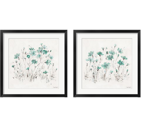 Wildflowers Turquoise 2 Piece Framed Art Print Set by Lisa Audit
