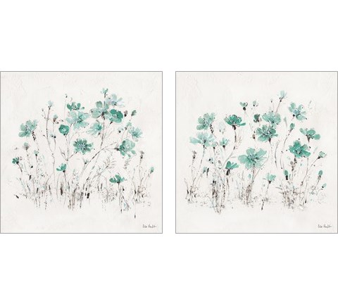Wildflowers Turquoise 2 Piece Art Print Set by Lisa Audit
