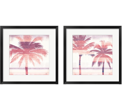 Beachscape Palms Pink Purple 2 Piece Framed Art Print Set by Michael Mullan
