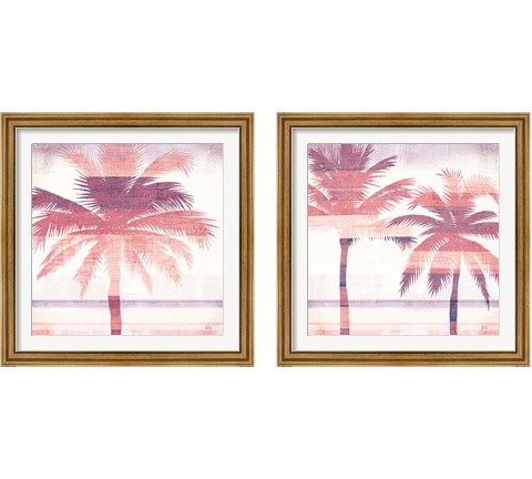 Beachscape Palms Pink Purple 2 Piece Framed Art Print Set by Michael Mullan