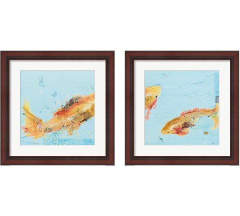 Fish in the Sea Aqua 2 Piece Framed Art Print Set by Kellie Day