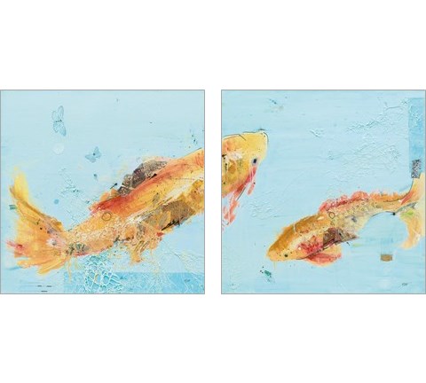 Fish in the Sea Aqua 2 Piece Art Print Set by Kellie Day