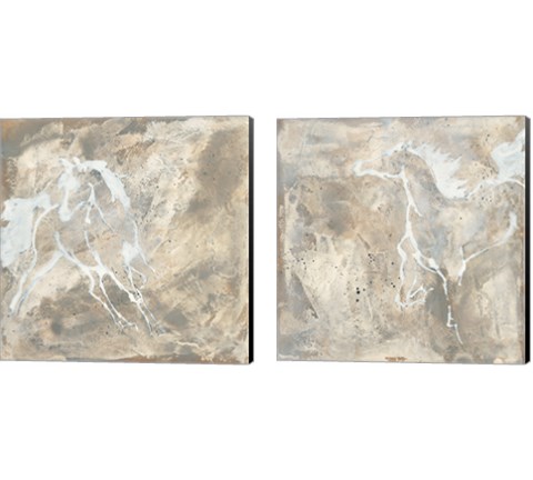 White Horse 2 Piece Canvas Print Set by Chris Paschke