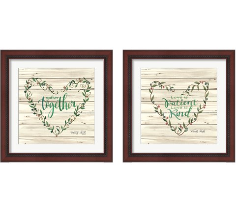 Heart Wreath 2 Piece Framed Art Print Set by Cindy Jacobs