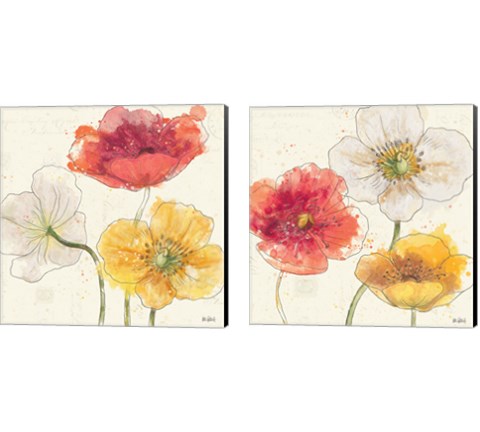 Painted Poppies  2 Piece Canvas Print Set by Katie Pertiet