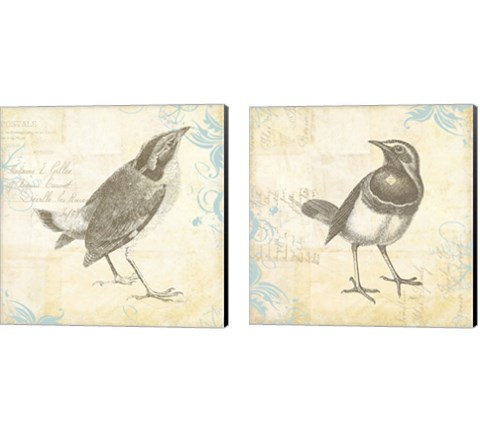Engraved Birds 2 Piece Canvas Print Set by Katie Pertiet