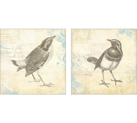 Engraved Birds 2 Piece Art Print Set by Katie Pertiet