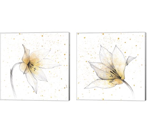 Gilded Graphite Floral 2 Piece Canvas Print Set by Avery Tillmon